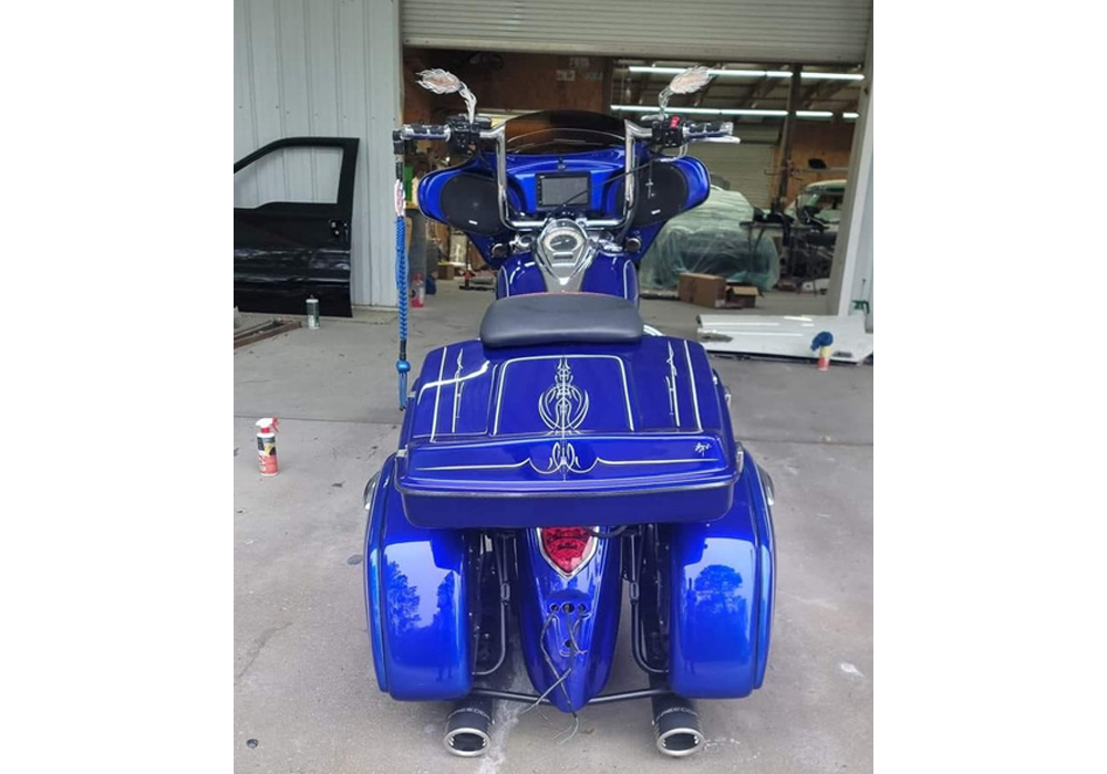 Kandy Killa Blue Candy Concentrate on Custom Motorcycle