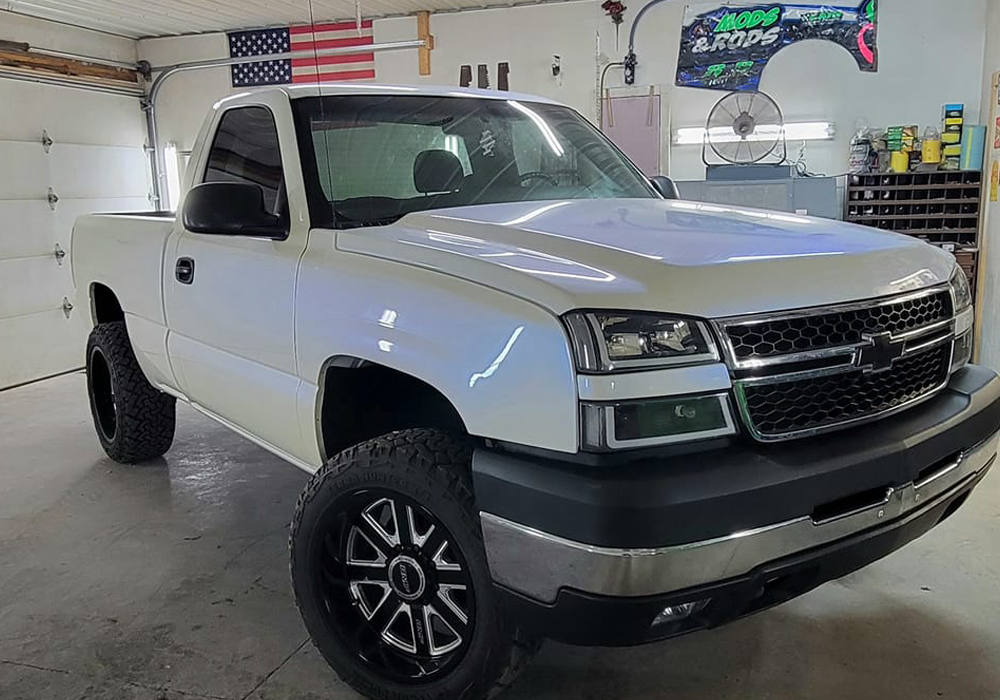 Stellar Blue over Bright White on Chevrolet