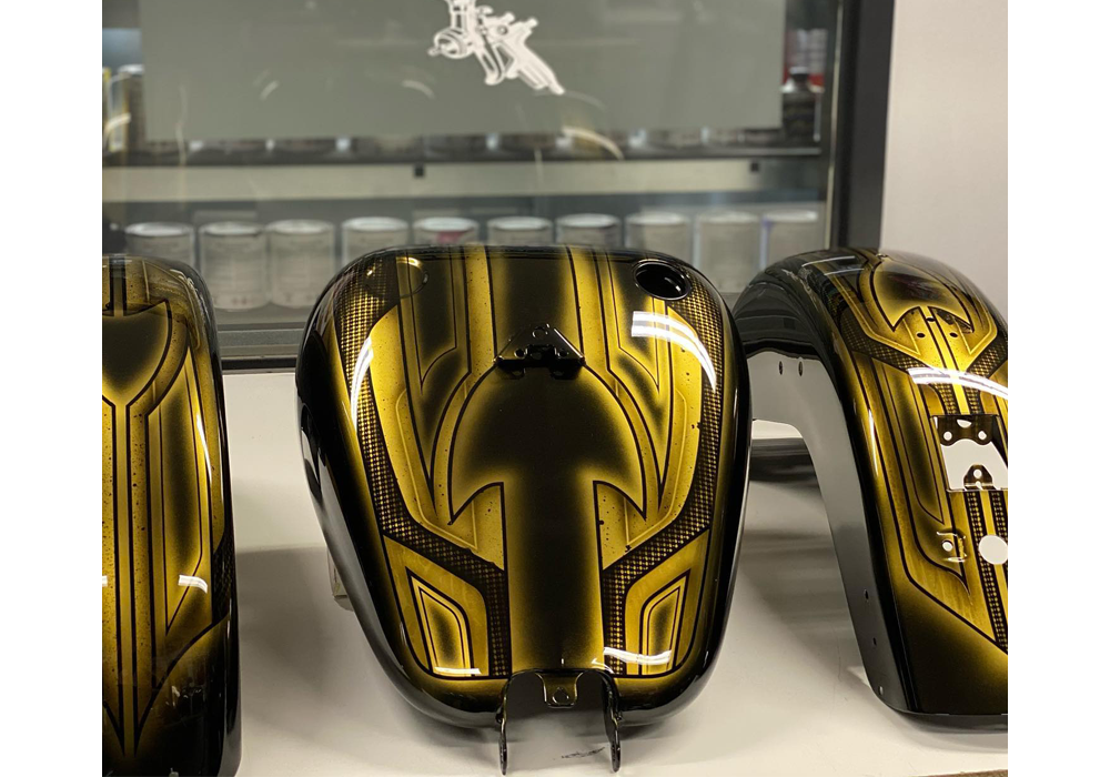 Golden Pearl on Custom Motorcycle