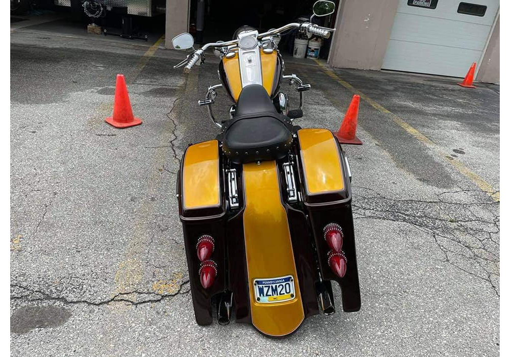 Lemonade and Sarsaparilla Candy Pearls on Custom Motorcycle