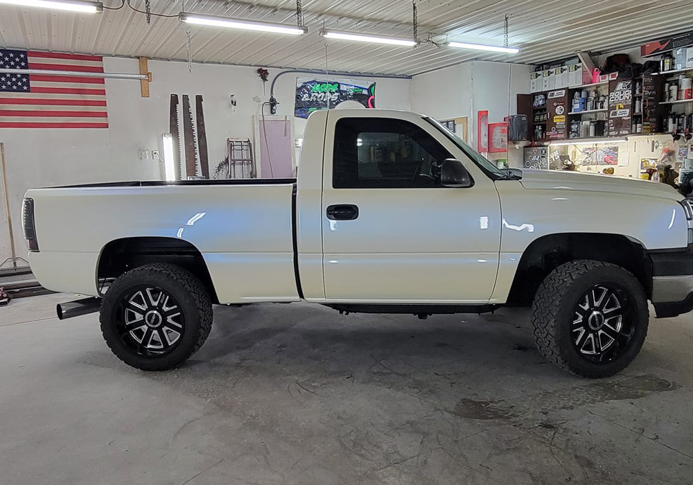 Stellar Blue over Bright White on Chevrolet