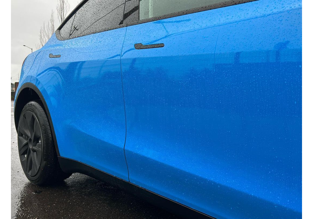 OEM Ford Grabber Blue on Tesla Model Y