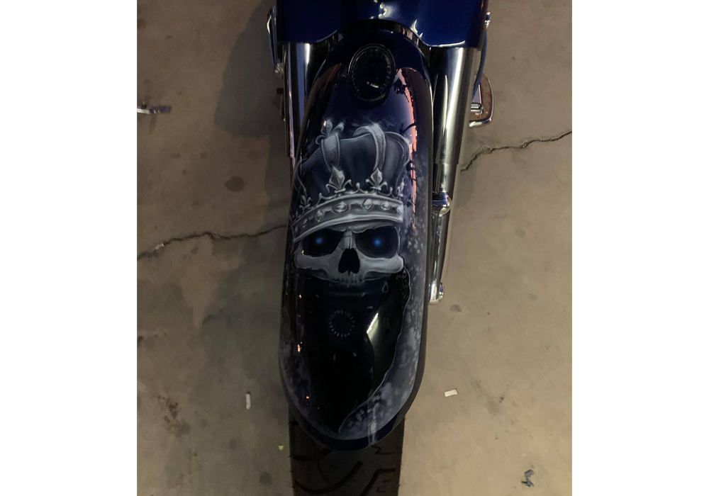 Liberty Blue on Custom Motorcycle