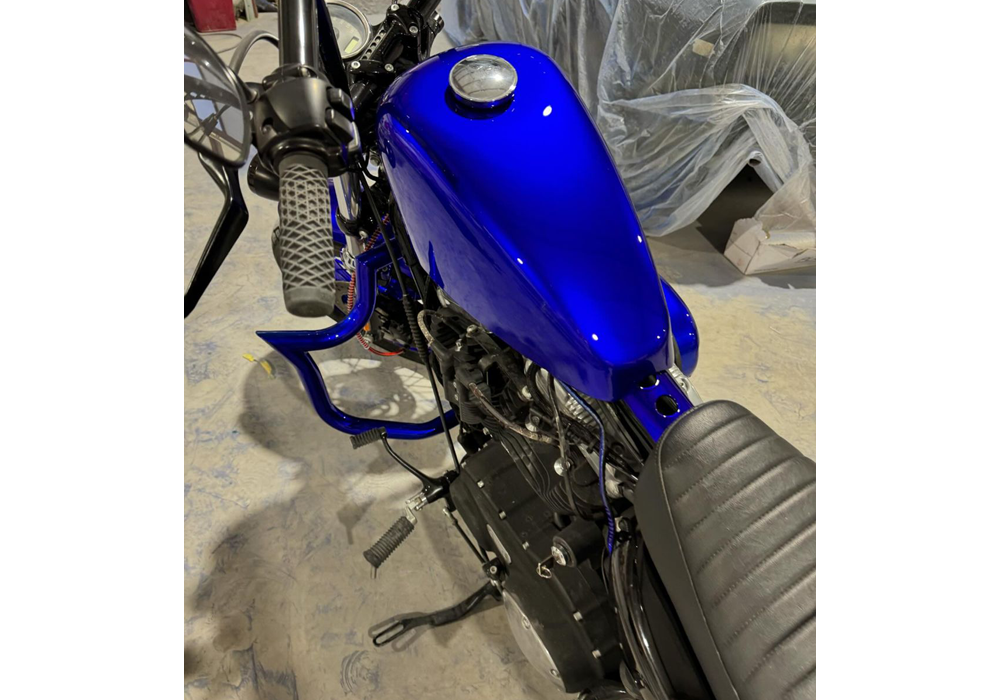 Kandy Killa Blue 2k Candy on Harley Davidson