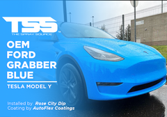OEM Ford Grabber Blue on Tesla Model Y