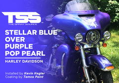 Stellar Blue over Purple Pop Pearl on Harley Davidson
