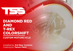 Diamond Red and T-Rex Colorshift on Custom Motorcycle
