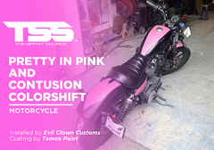 Pretty In Pink and Contusion Colorshift on Motorcycle