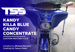 Kandy Killa Blue Candy Concentrate on Custom Motorcycle