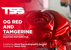 OG Red and Tamgerine on Custom Motorcyle