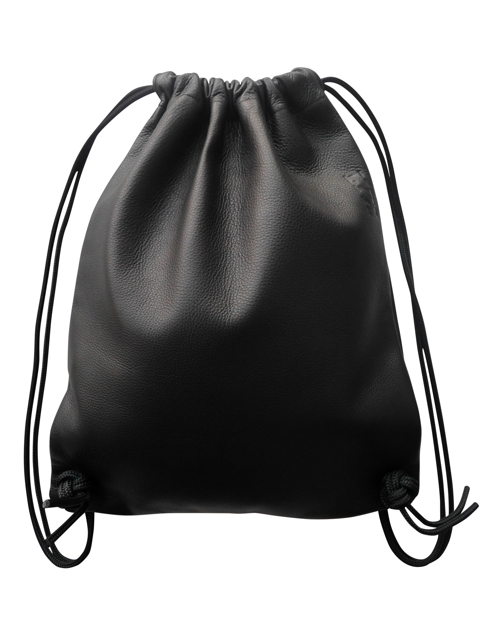 Oysterman drawstring bag in black - LYX leather