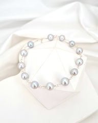 Akoya Pearl Bracelet | Light Grey Silver Blue Akoya Pearl Jewelry
