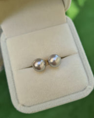 Akoya Pearl Stud Earrings 18k Gold Jewelry, Silver Blue Akoya Pearl Earrings