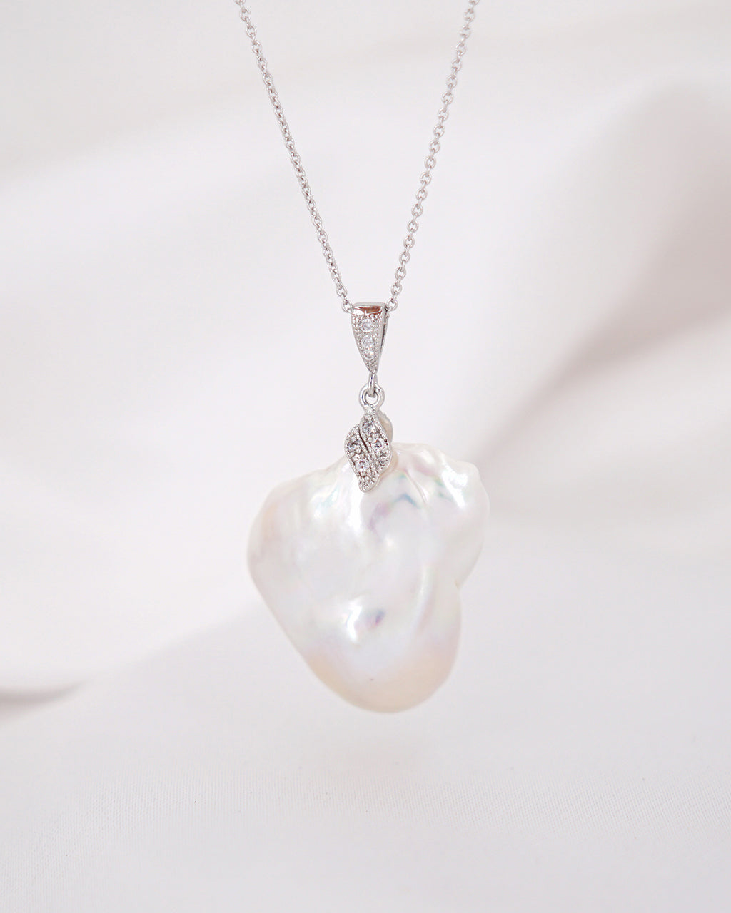 Large White Baroque Pearl Necklace - Detachable Clasp