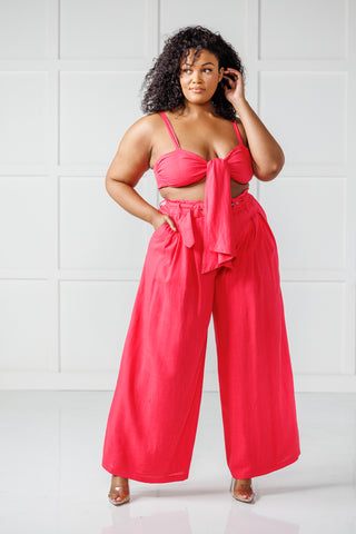 j brooks boutique sasha cropped two piece set plus size palazzo pants