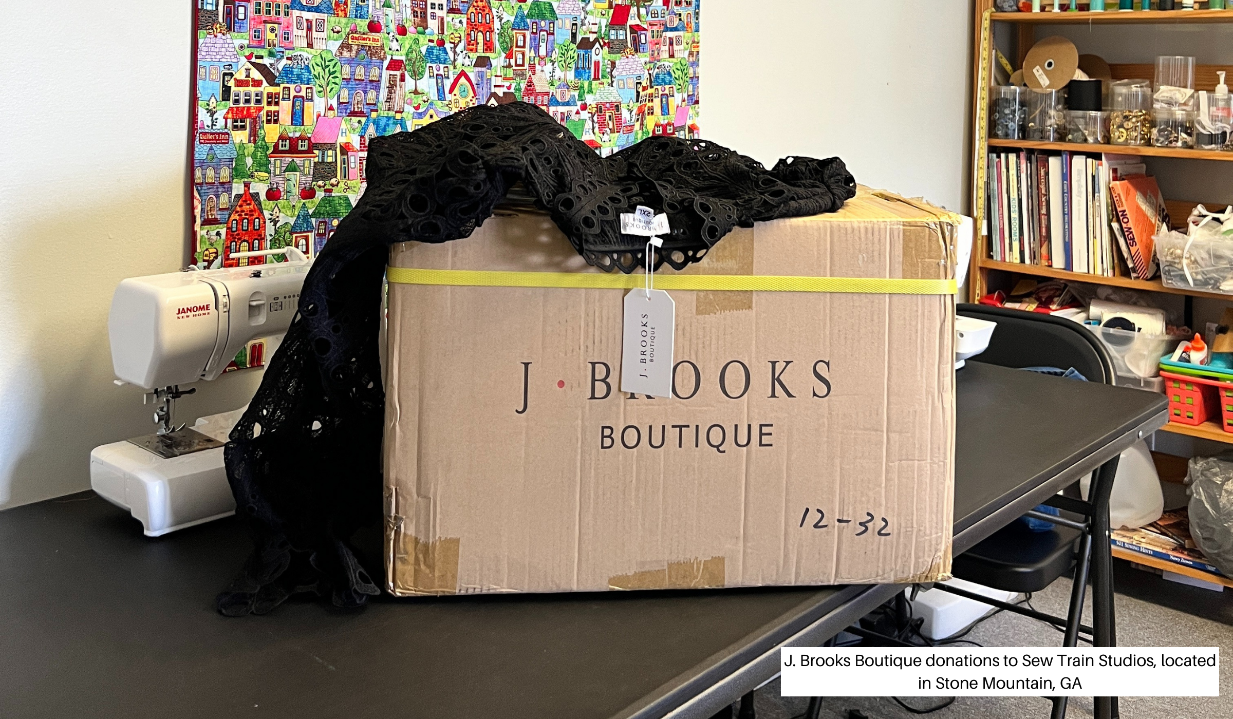 J. Brooks Boutique donations to Sew Train Studios