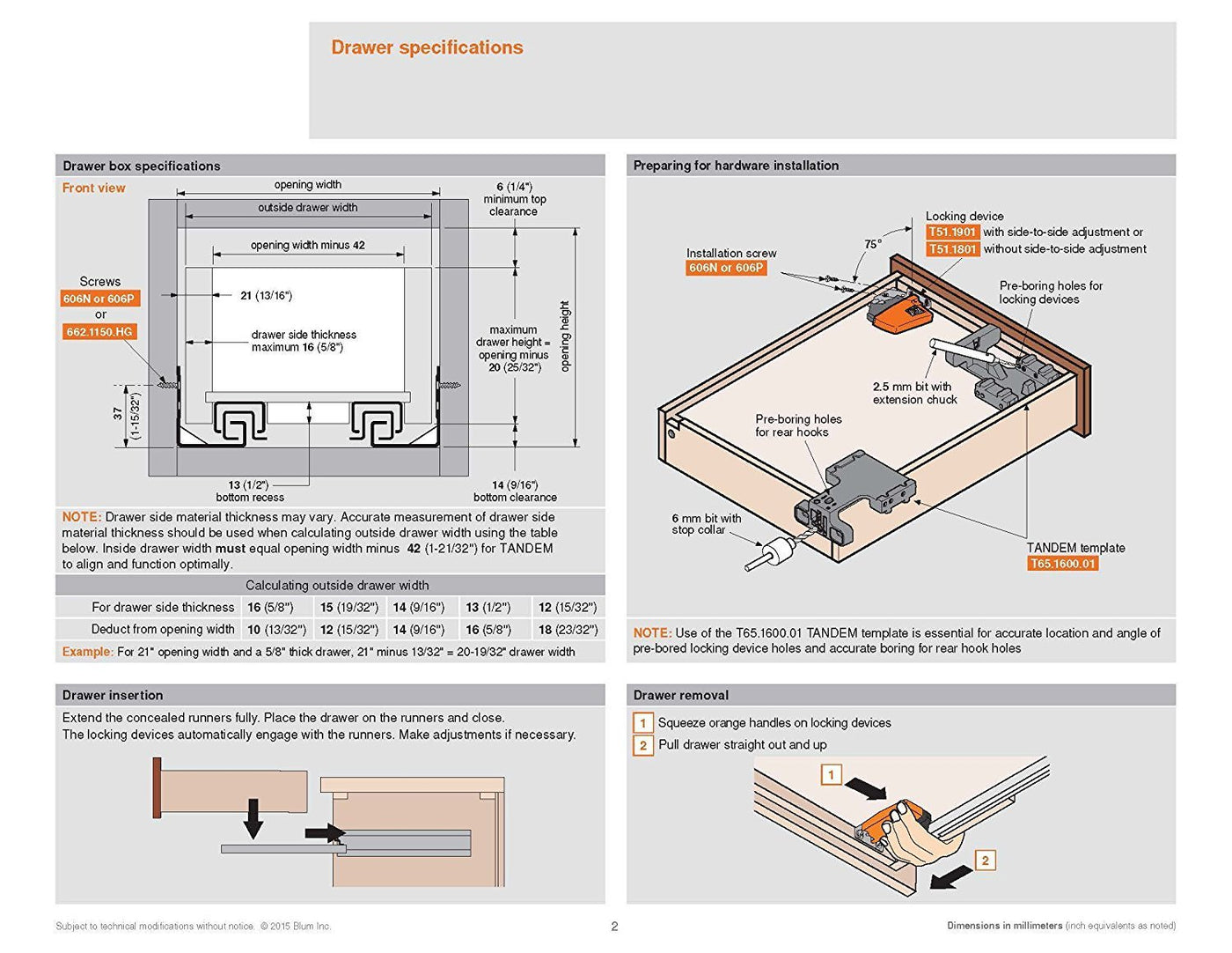 Blum Tandem Plus Blumotion Drawer Slides Complete Kit Advance