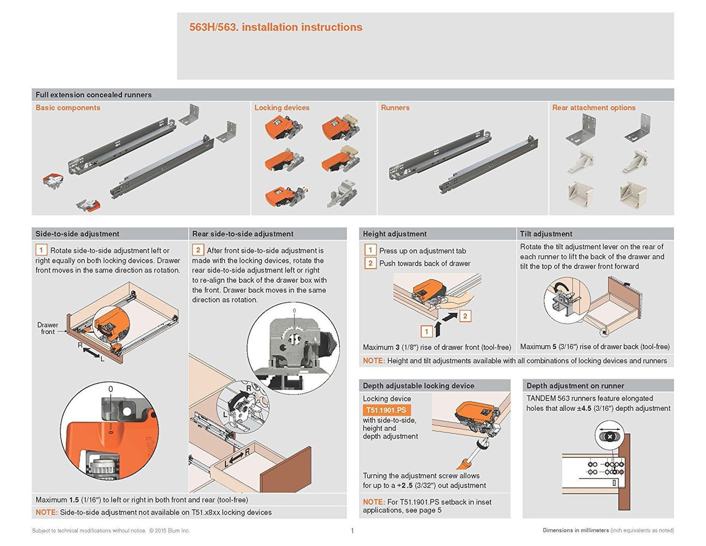 BLUM Tandem plus BLUMOTION Drawer Slides Complete Kit Advance Design