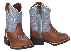 Toddler Ariat A441002508 LIL'STOMPERS Shelby Light Blue Top Tan Boot (Discontinued) - Boots & More Online