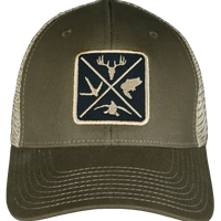 Hunters Logo HW-OS-OB Olive Green/Khaki Snap Back Trucker Cap