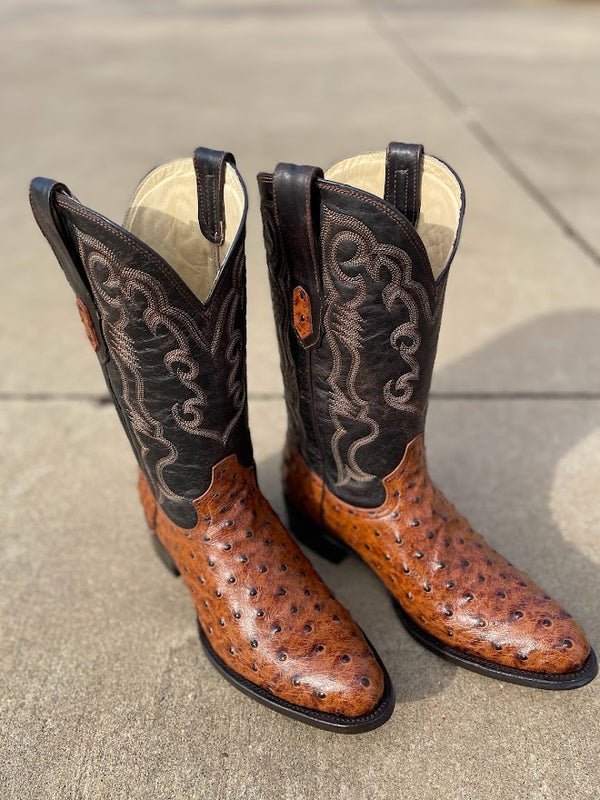 COWTOWN COGNAC OSTRICH PRINT BOOT