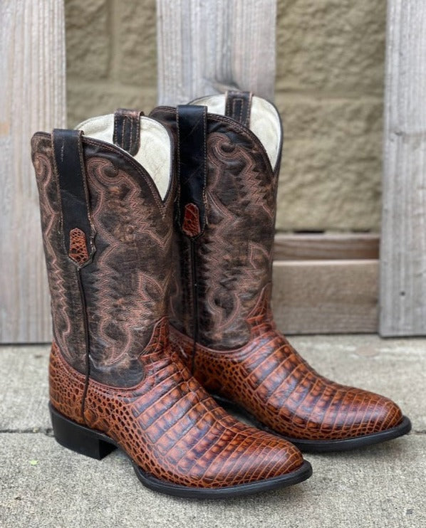 COWTOWN COGNAC OSTRICH PRINT BOOT