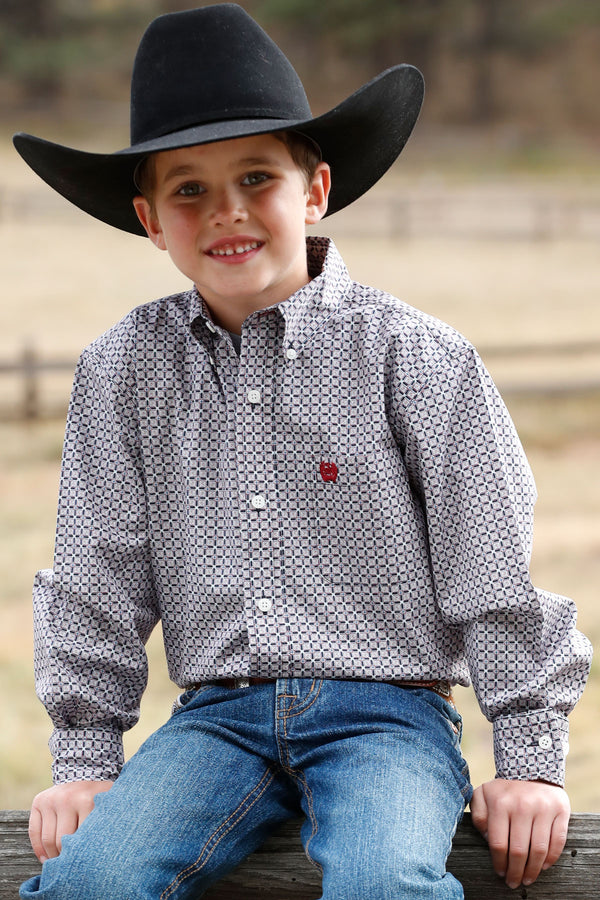 Cinch Boys' Long Sleeve Plaid Button Down Shirt - Multi - s/6-8