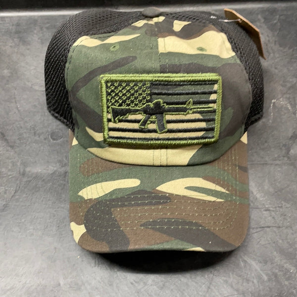 Green/Camo American Flag Velcro Patch Cap