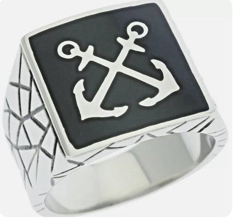 Crossed Anchor Stainless Steel Webbed Ring – The Boatswain's Mate Store