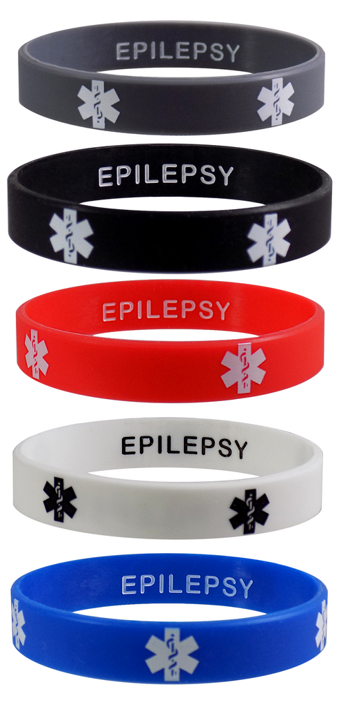 EPILEPSY Medical Alert ID Privacy Enhanced Silicone Bracelets Wristban ...