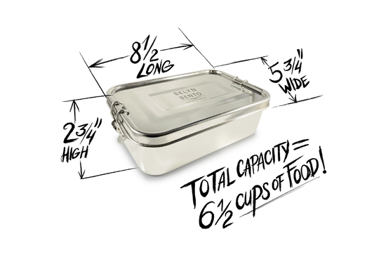 Stainless Steel SQUARE Bento Lunchbox 40 oz, 3-compartment – Cal