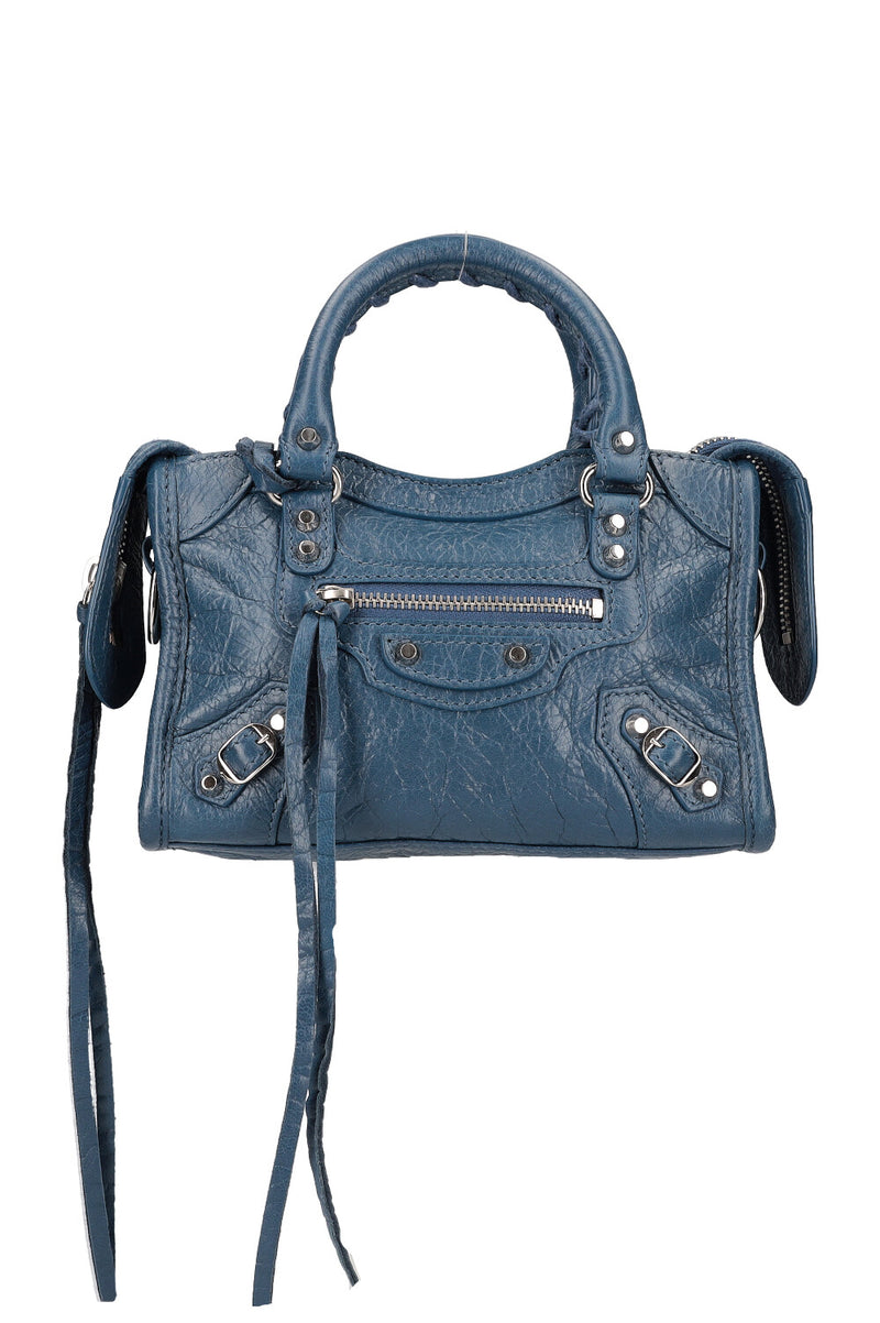 Balenciaga Hourglass Denimprint Leather Bag  Light Blue  Editorialist