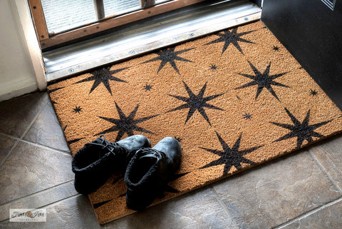 Retro Star Large stenciled door mat