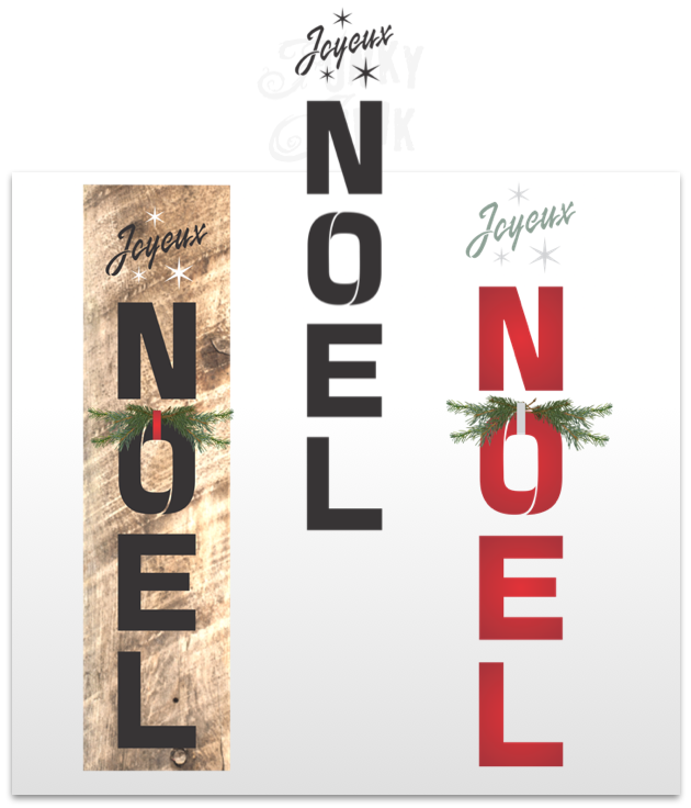 Joyeux Noel vertical Christmas stencil by Funky Junk's Old Sign Stencils