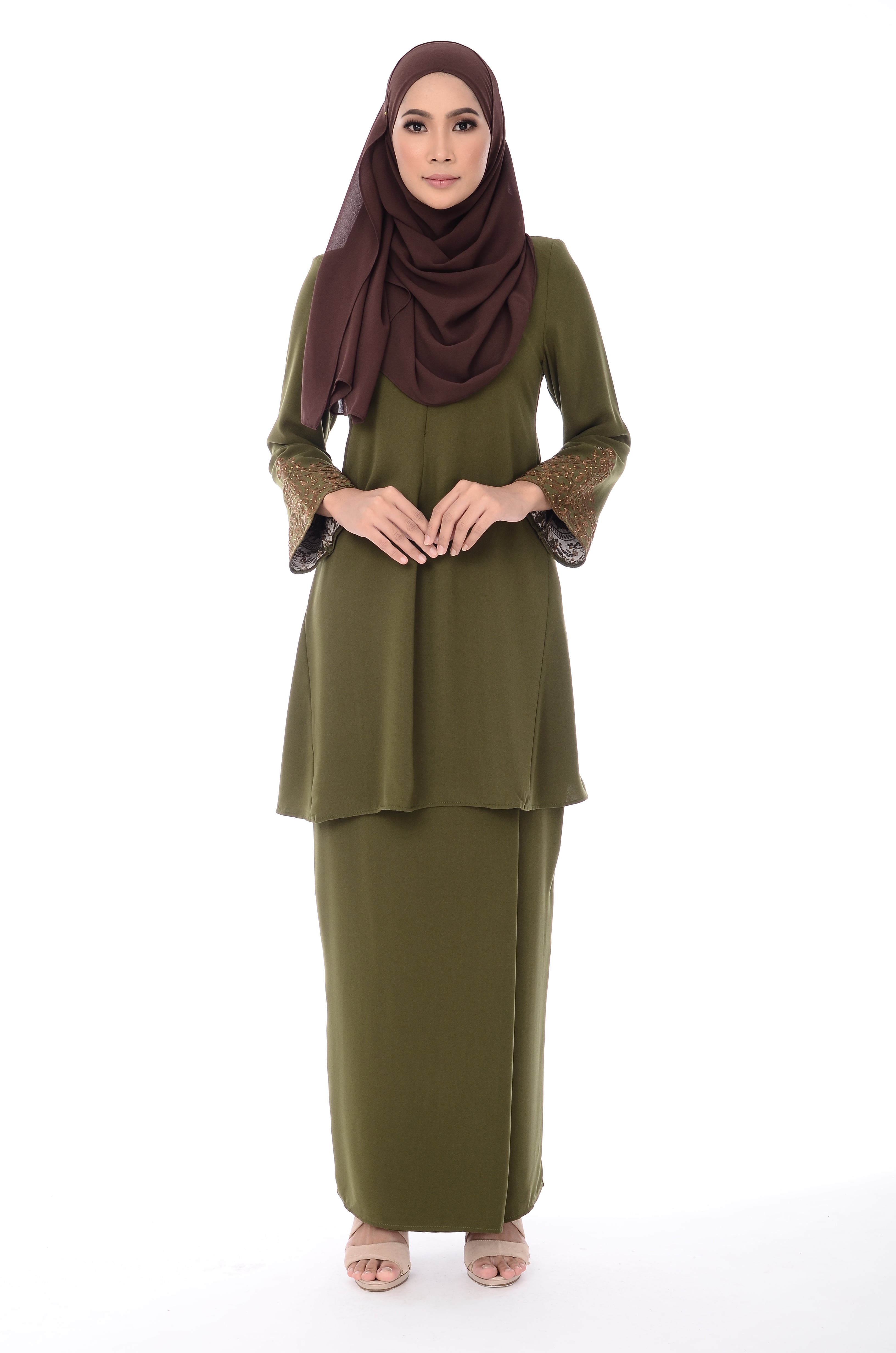  Baju  Kurung  D yana Laara BJK3059 Olive  Green D YANA