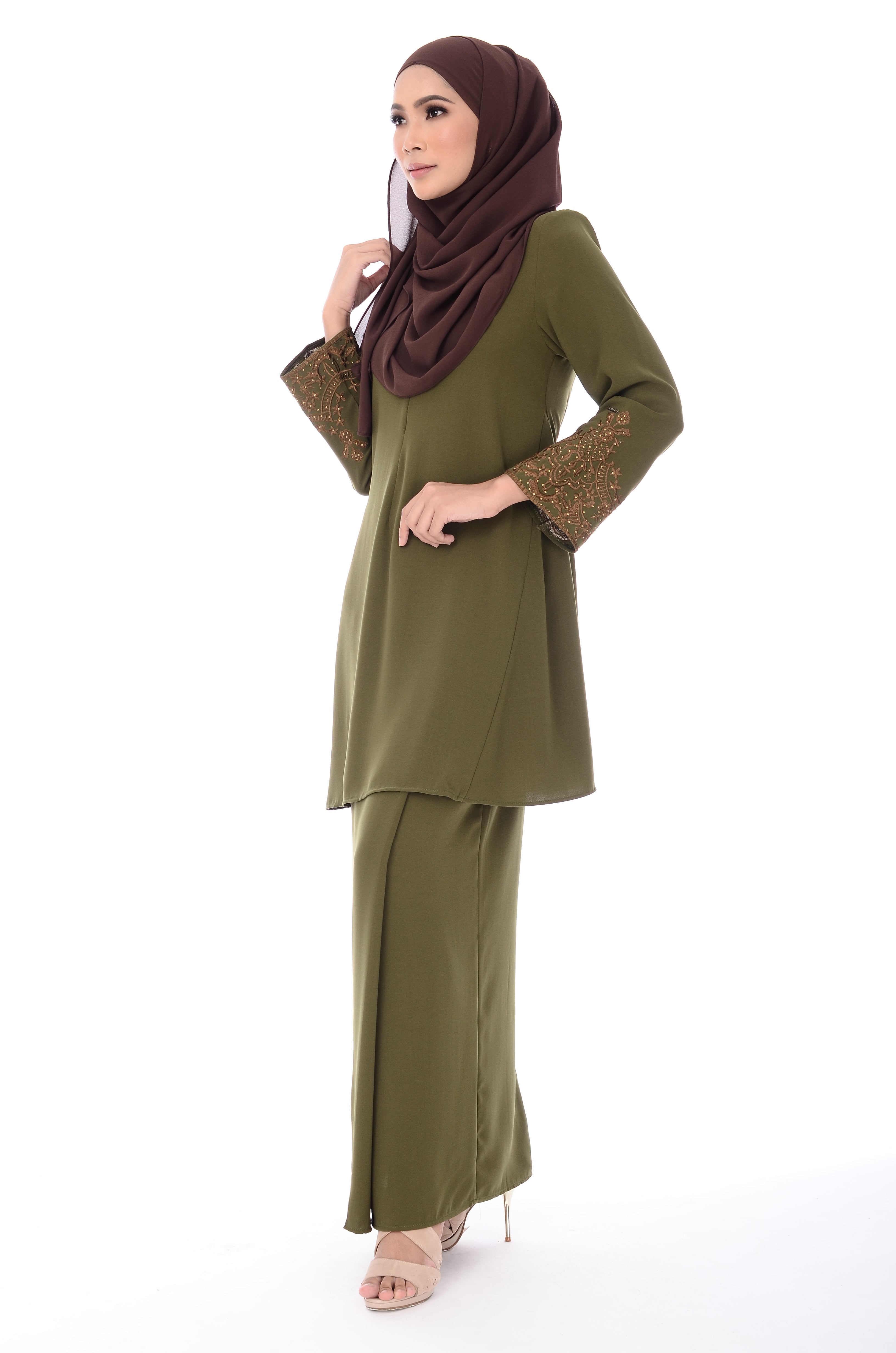  Baju  Kurung  D yana Laara BJK3059 Olive  Green  D YANA