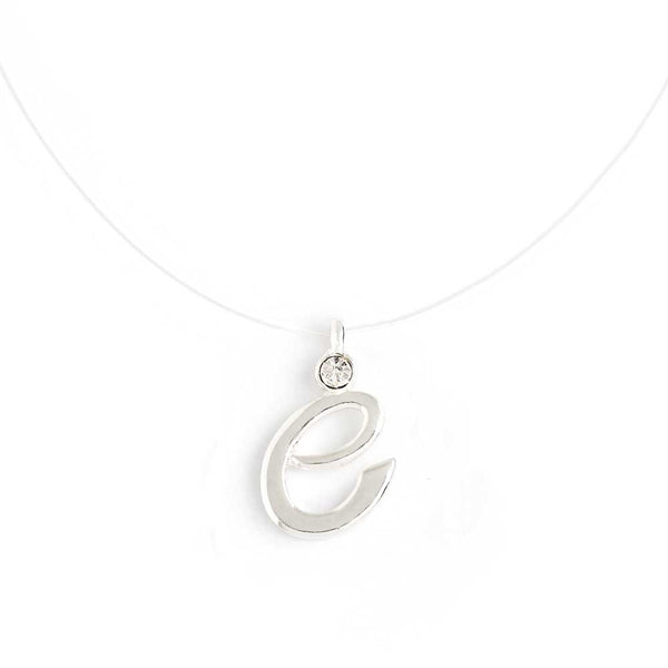 Invisible Necklace With Initial E | Script Initial Pendant Necklace ...