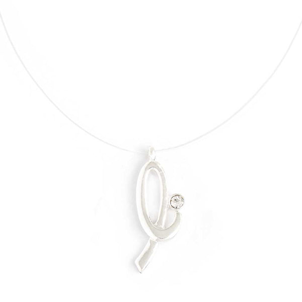 Invisible Necklace With Initial L | Script Initial Pendant Necklace ...