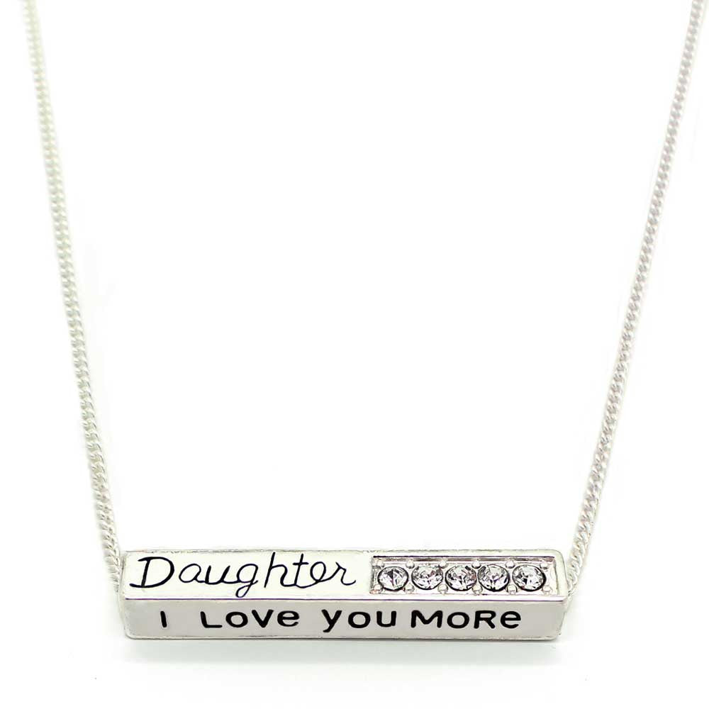 I Love You More Bar Necklace With Crystal Necklace Gift For Daughter Kis Jewelry