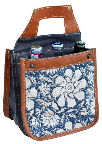 Floral Print Canvas & Leather Backpack Purse by Clea Ray