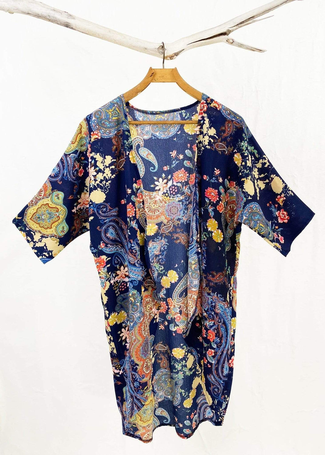 Navy Paisley Print Kimono – Haystacks