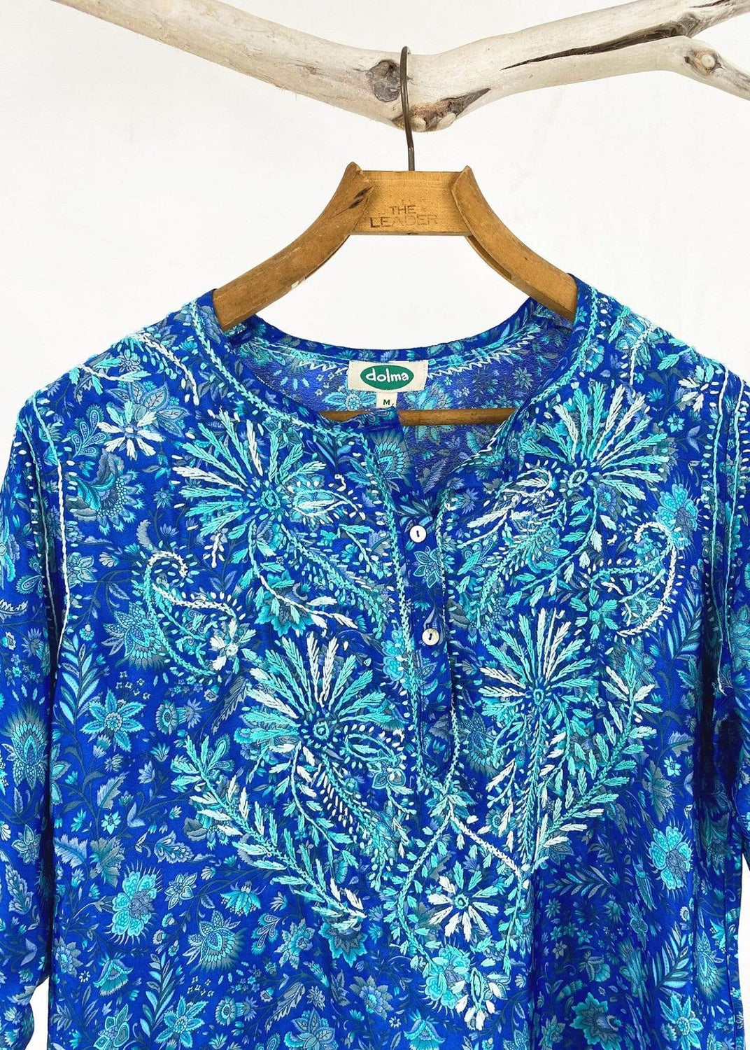 Dolma Blue Hand Embroidered Silk Blend Tunic – Haystacks