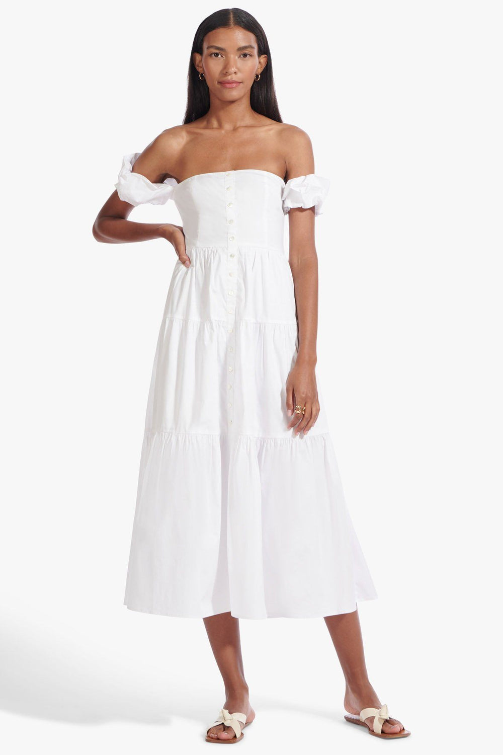 STAUD | ELIO DRESS WHITE