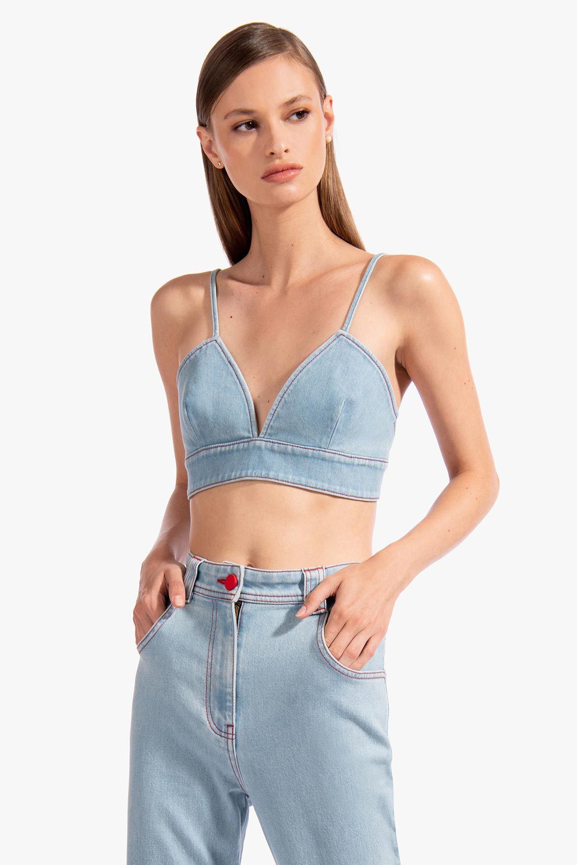 denim bralette crop top