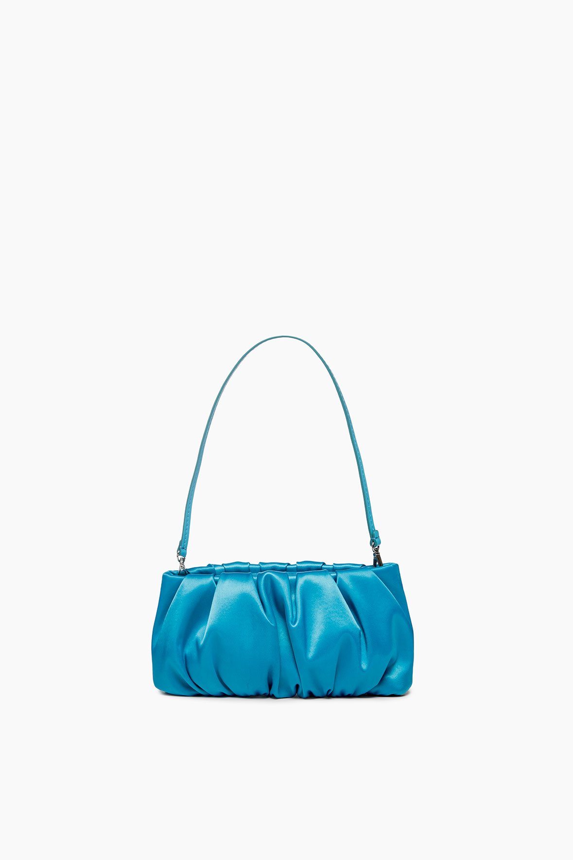 blue satin bag