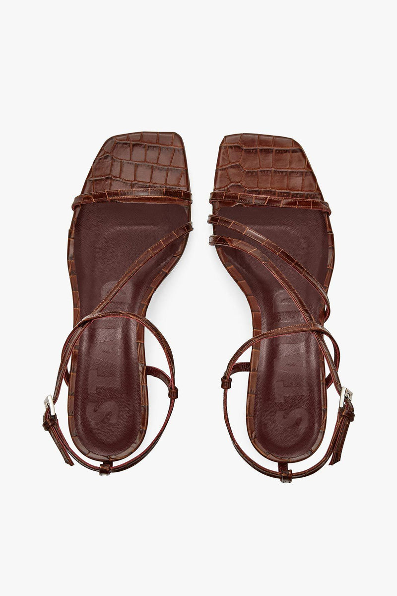 STAUD GITANE SANDAL | BROWN CROC EMBOSSED