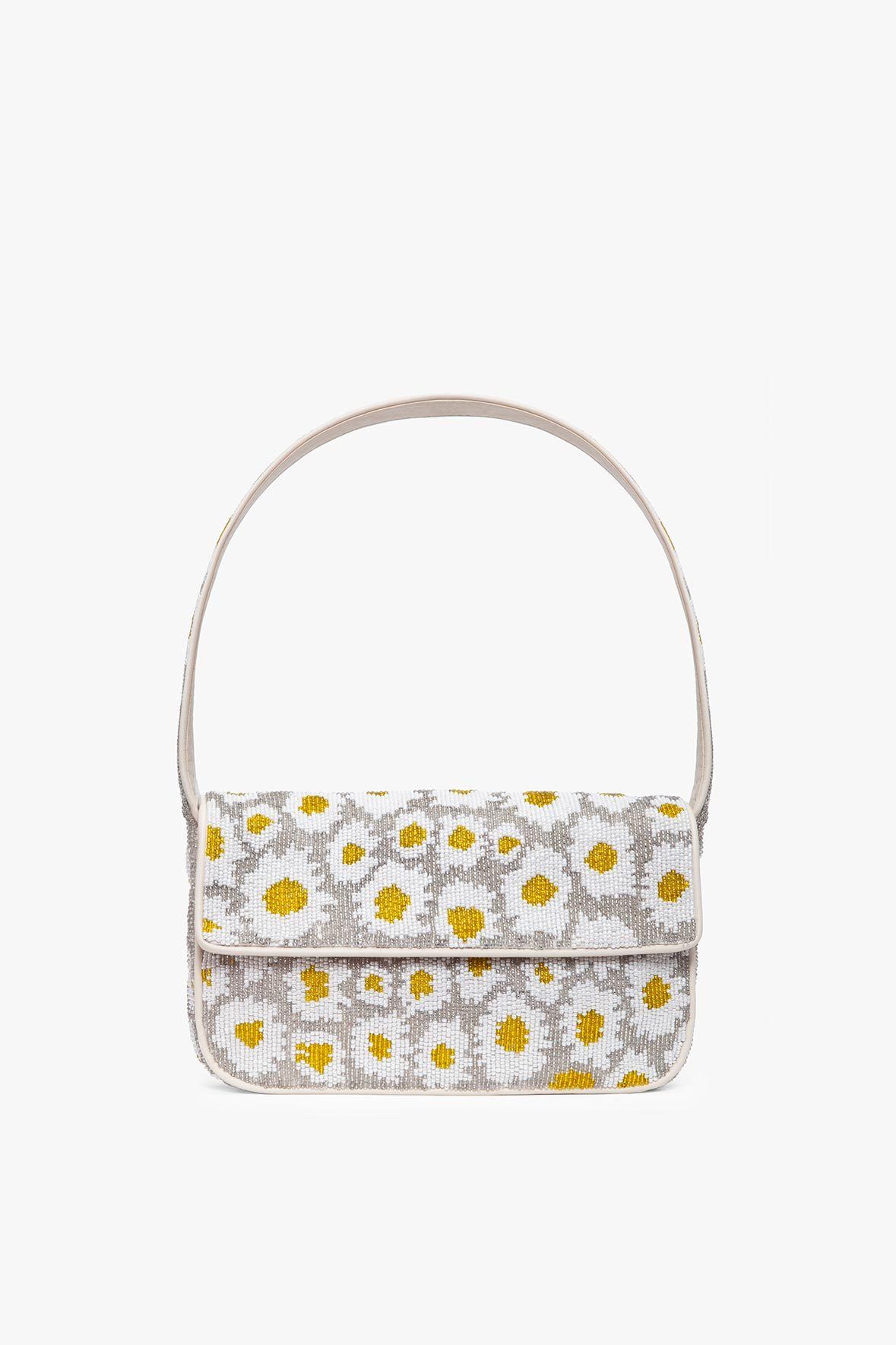 yellow beaded bag