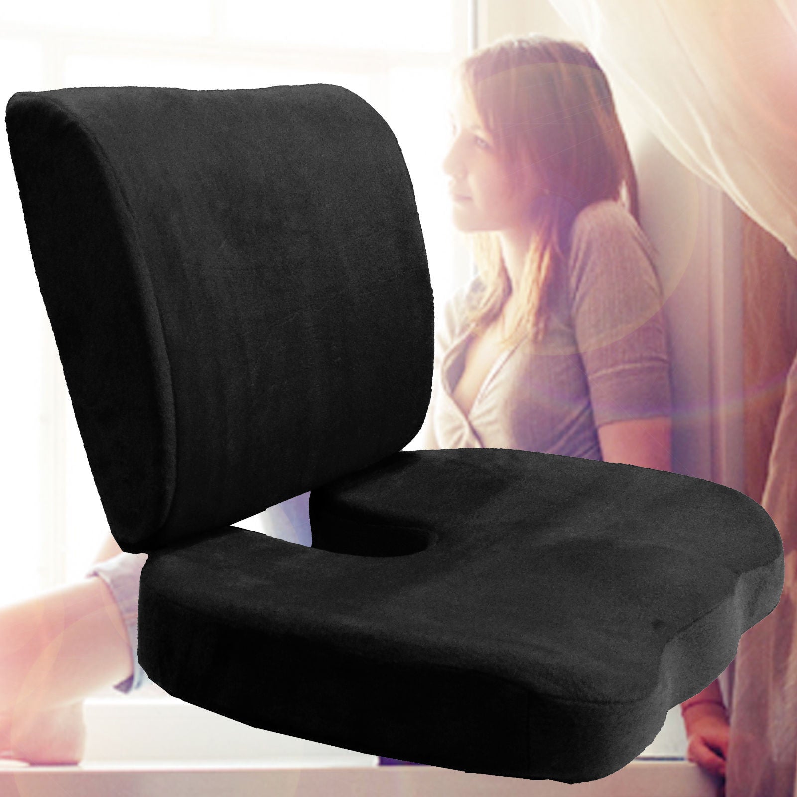 Orthopedic Comfort Memory Foam Coccyx Seat Pad And Back Support