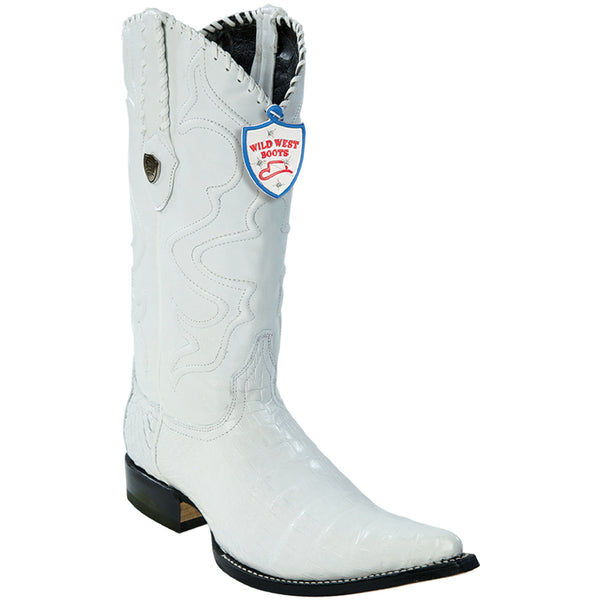 White Caiman Belly 3x Toe Boots Genuine Exotic Skin Wild West Boots Yeehawcowboy