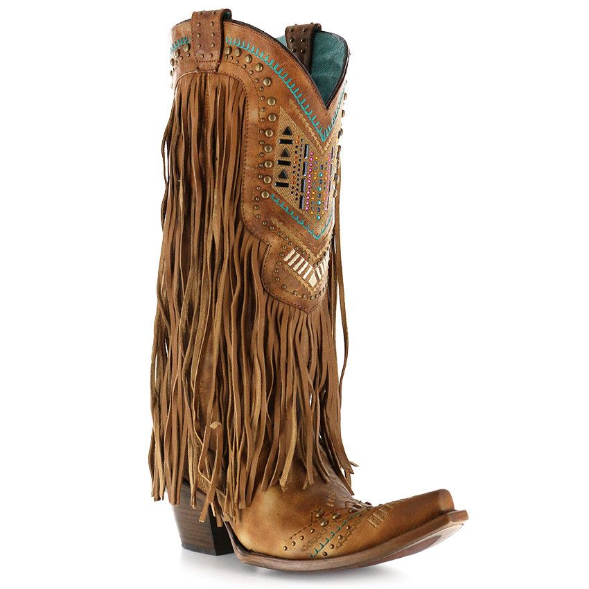 Women's Corral Tall Fringe Boots Handcrafted – yeehawcowboy